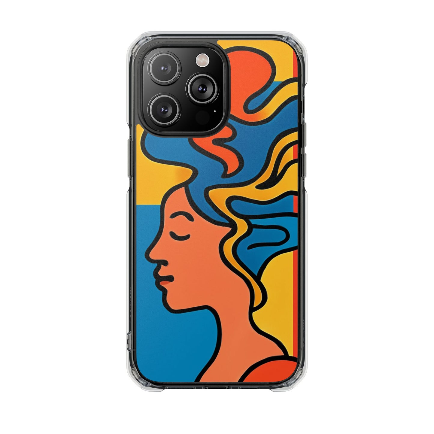 Stylish Magnetic Clear Impact Phone Case with Colorful Profile Art