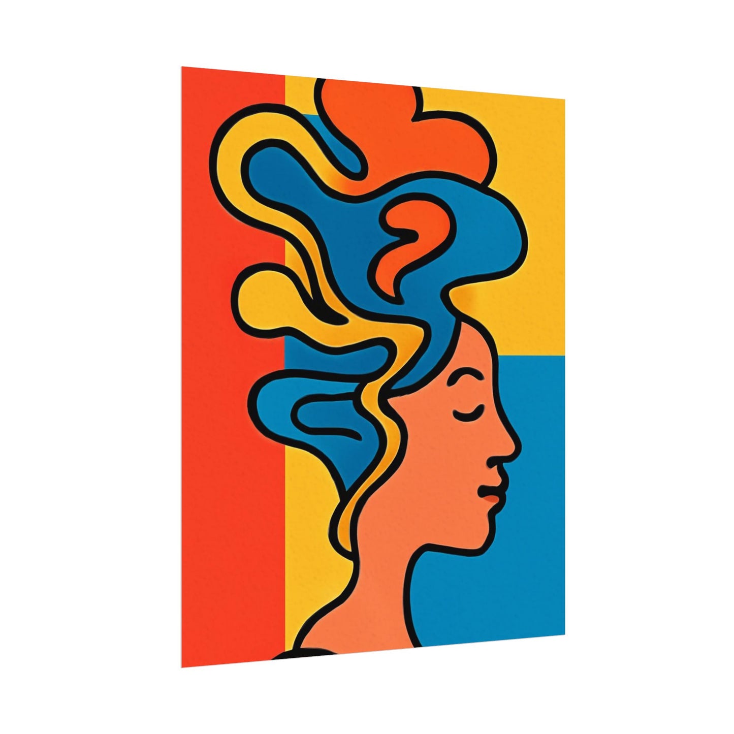 Poster Print - Colorful Abstract Woman with Textured Watercolor Art - GenZ & Millennials