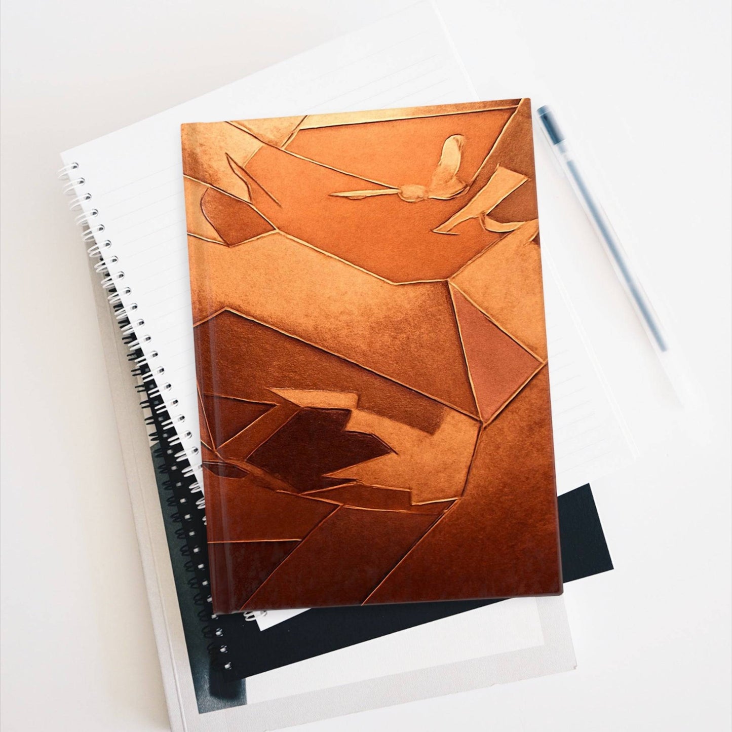 Artistic Leather Journal - Warm Tones & Geometric Design