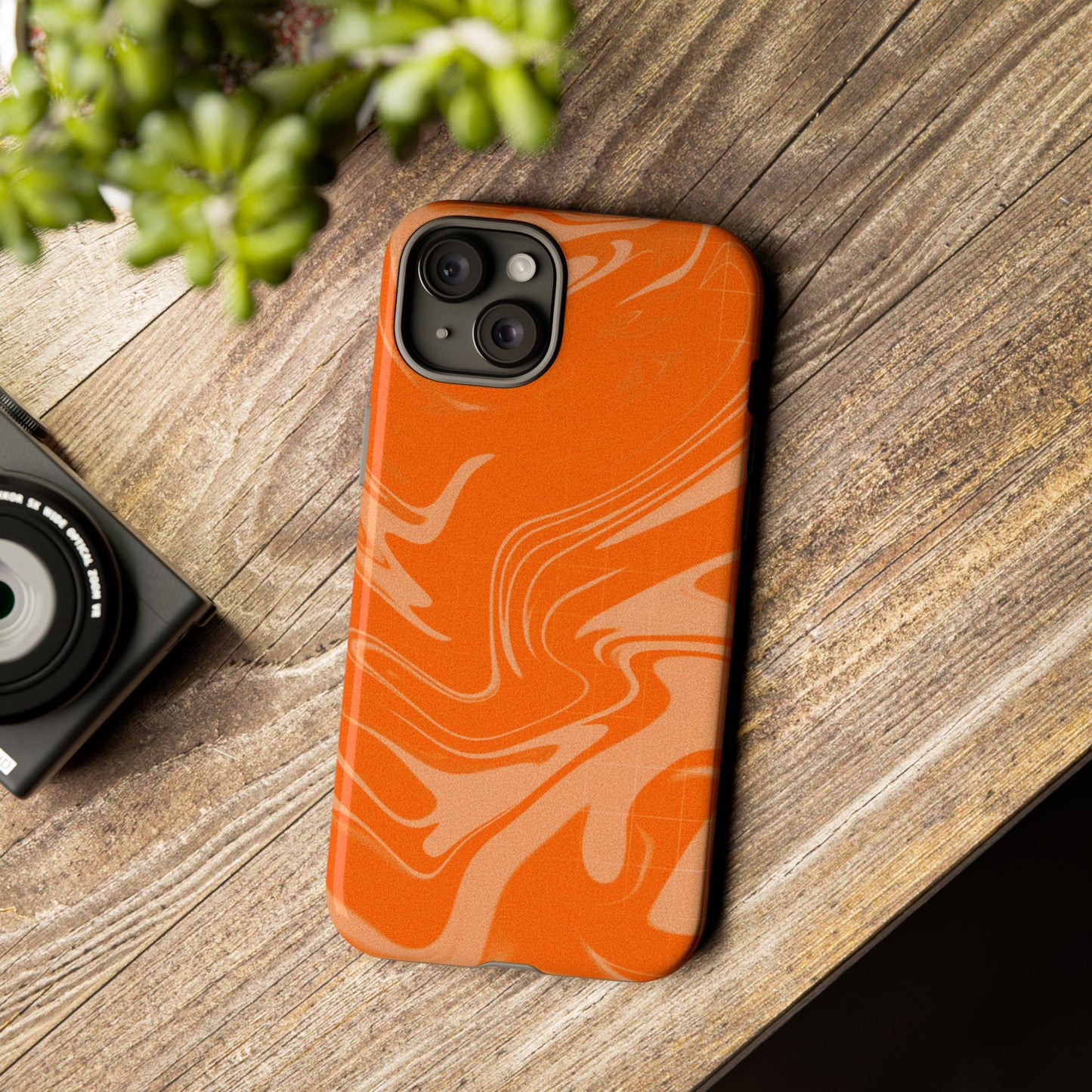 Stylish Orange Marble Phone Case - Tough Cases for Trendy Protection