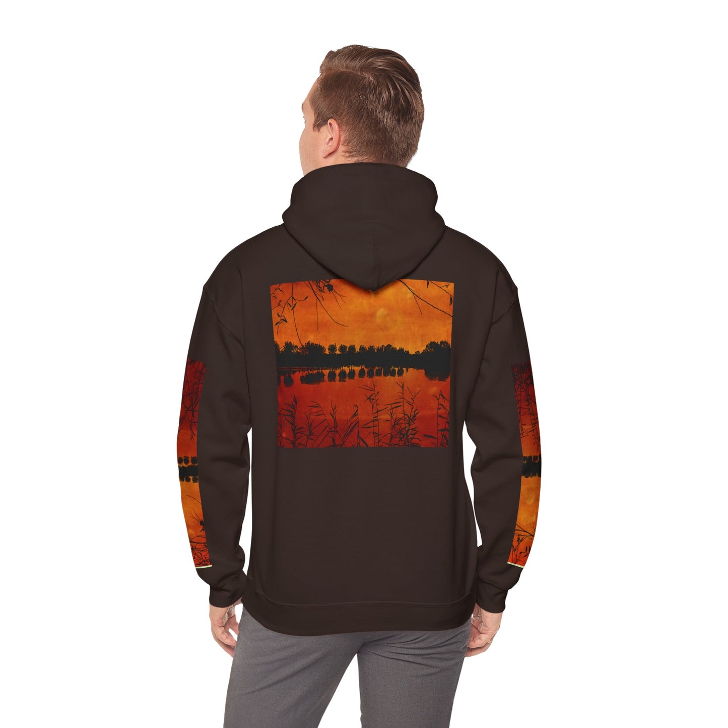 Sunset Reflection Hoodie - Cozy Unisex Heavy Blend™ Sweatshirt with Vibrant Nature Design