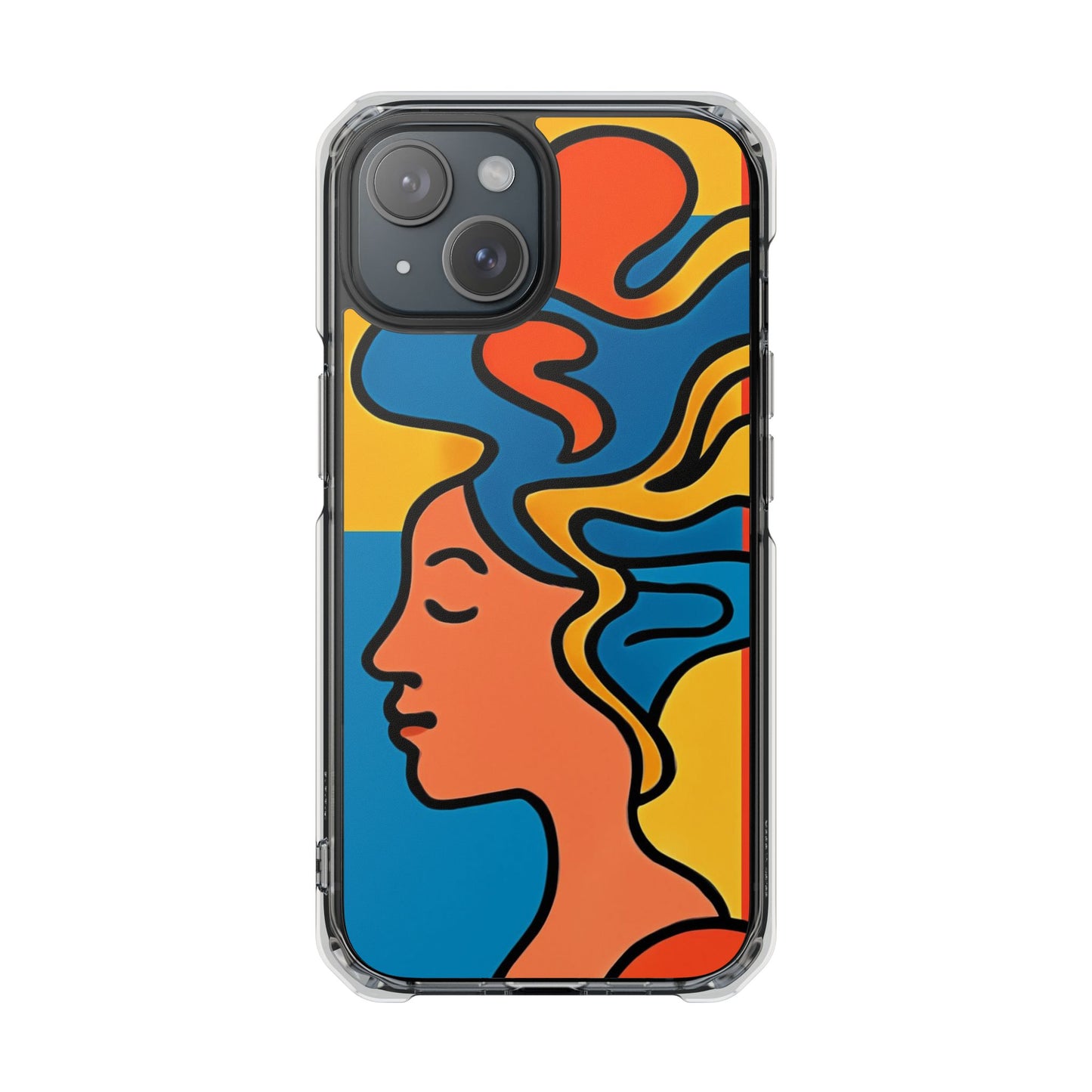 Stylish Magnetic Clear Impact Phone Case with Colorful Profile Art