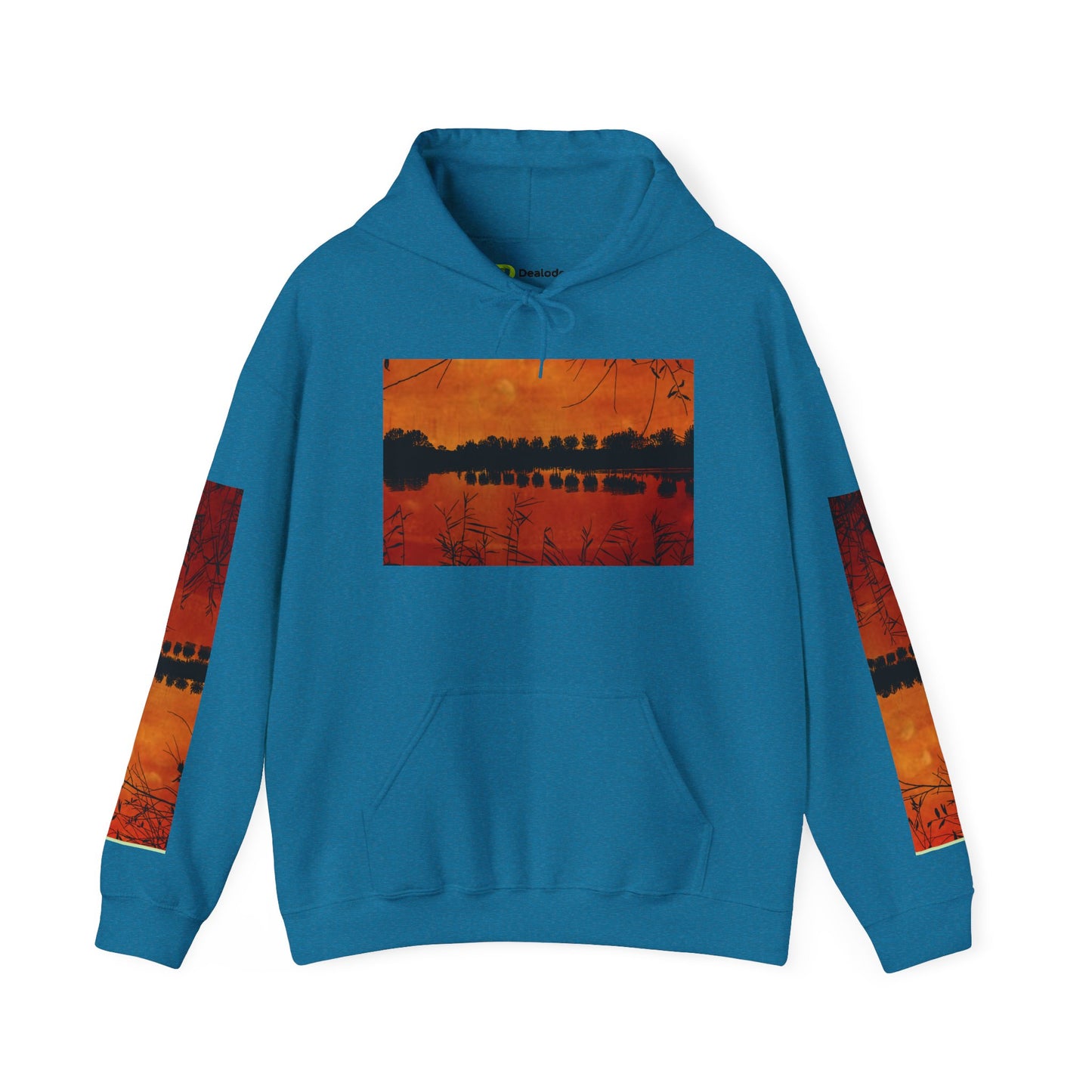 Sunset Reflection Hoodie - Cozy Unisex Heavy Blend™ Sweatshirt with Vibrant Nature Design