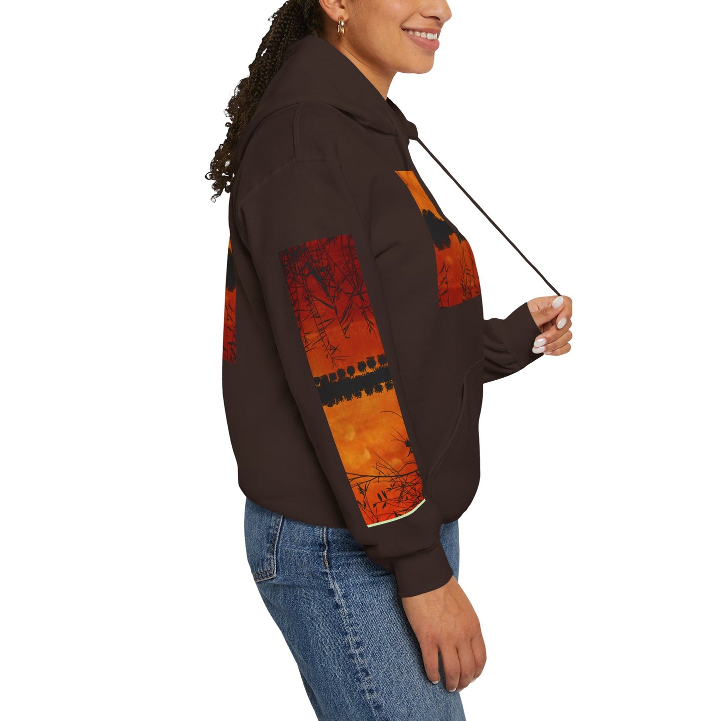 Sunset Reflection Hoodie - Cozy Unisex Heavy Blend™ Sweatshirt with Vibrant Nature Design