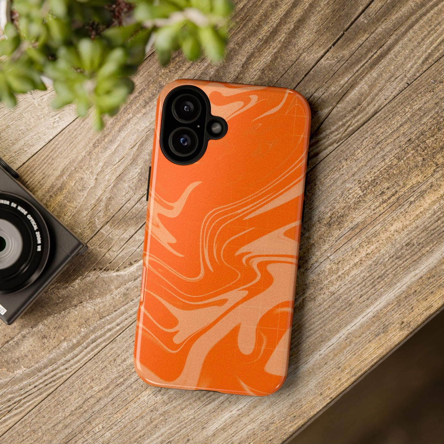 Stylish Orange Marble Phone Case - Tough Cases for Trendy Protection