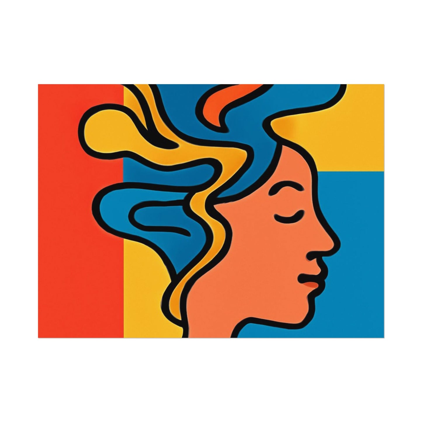 Poster Print - Colorful Abstract Woman with Textured Watercolor Art - GenZ & Millennials