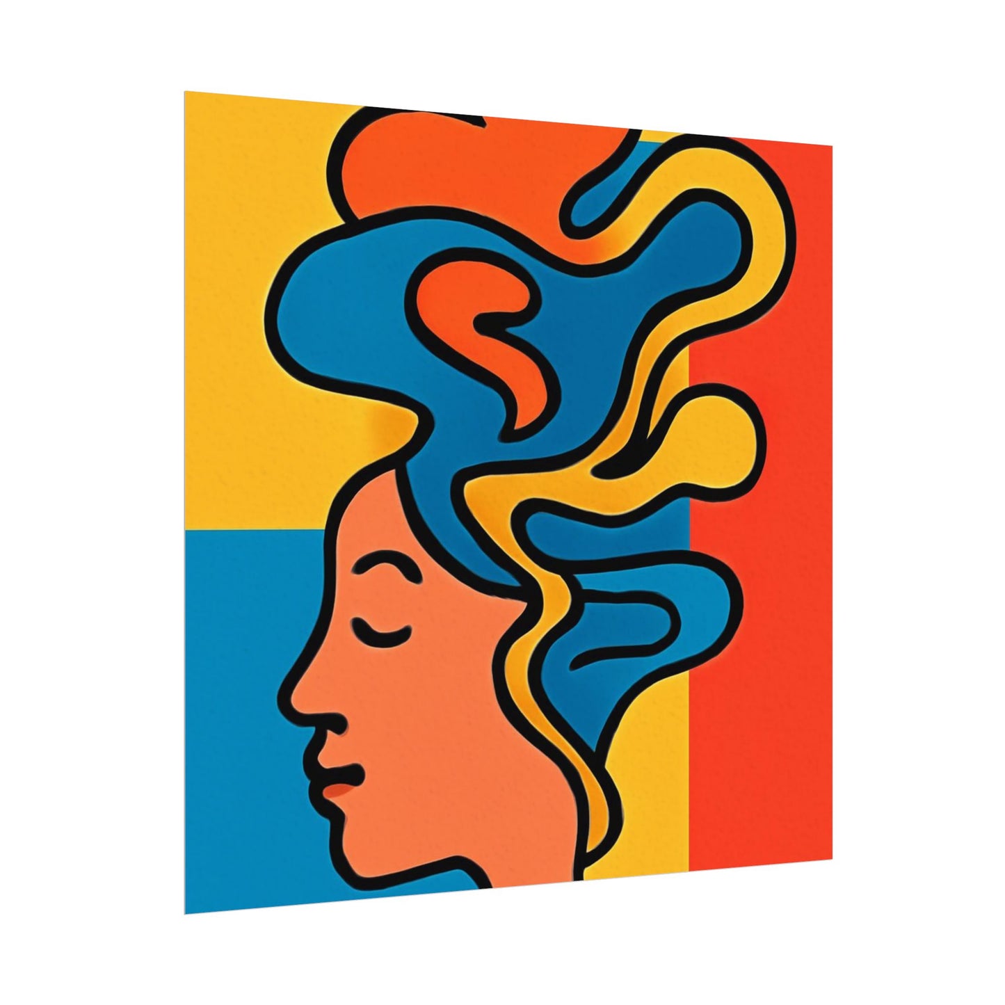 Poster Print - Colorful Abstract Woman with Textured Watercolor Art - GenZ & Millennials