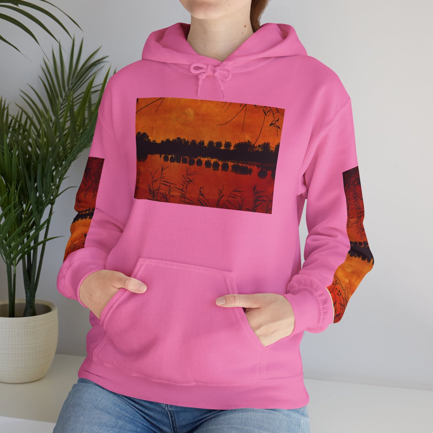 Sunset Reflection Hoodie - Cozy Unisex Heavy Blend™ Sweatshirt with Vibrant Nature Design