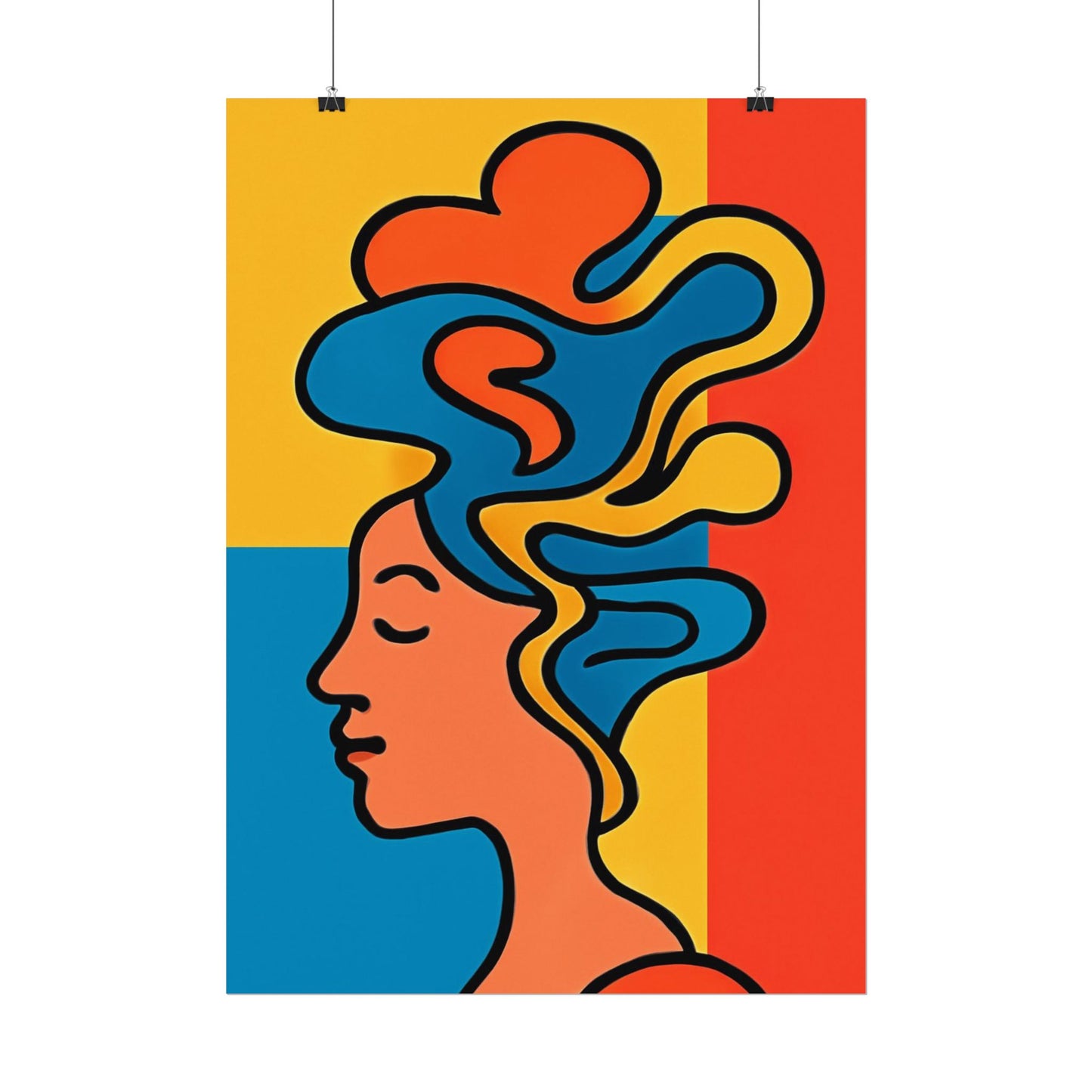Poster Print - Colorful Abstract Woman with Textured Watercolor Art - GenZ & Millennials