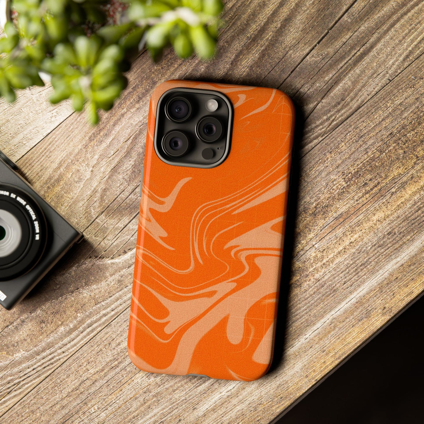 Stylish Orange Marble Phone Case - Tough Cases for Trendy Protection