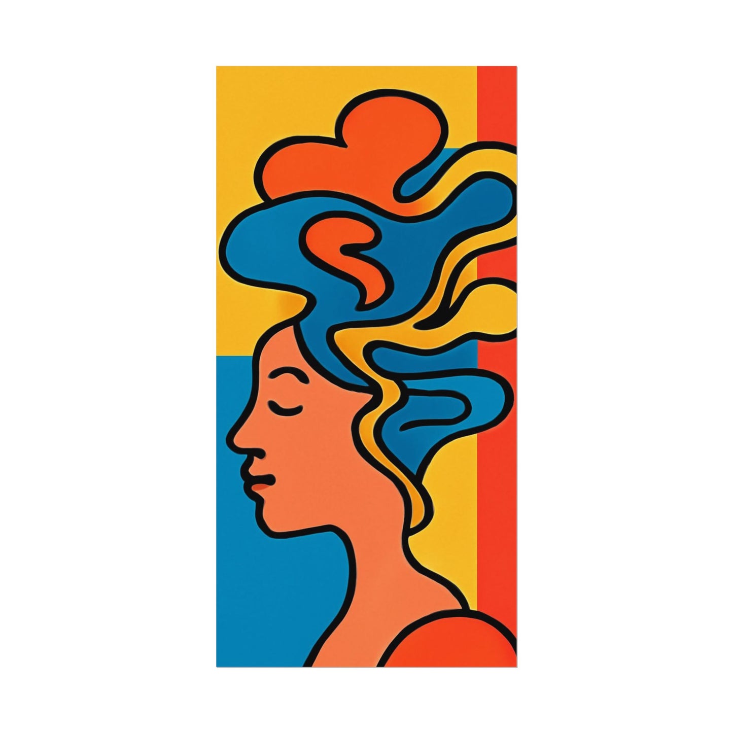 Poster Print - Colorful Abstract Woman with Textured Watercolor Art - GenZ & Millennials