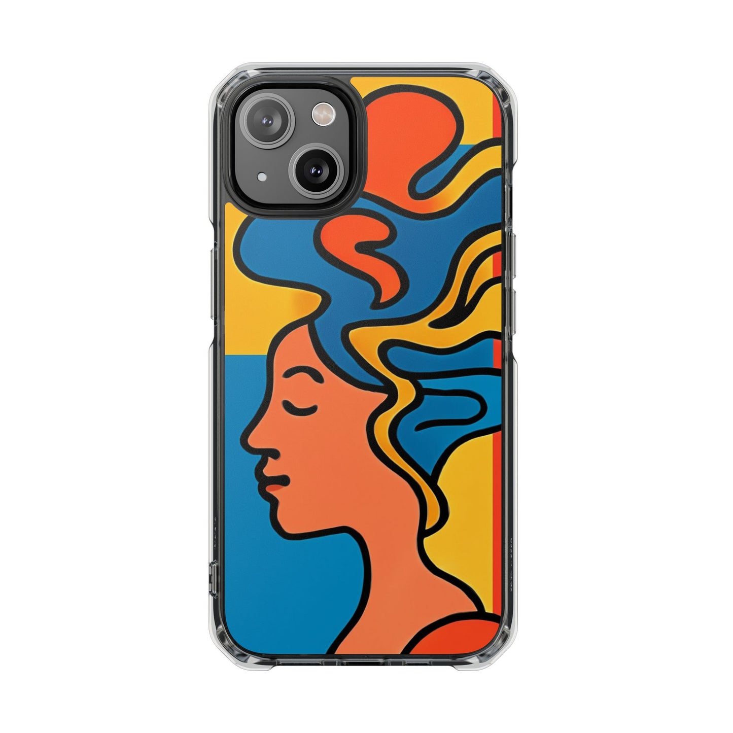 Stylish Magnetic Clear Impact Phone Case with Colorful Profile Art