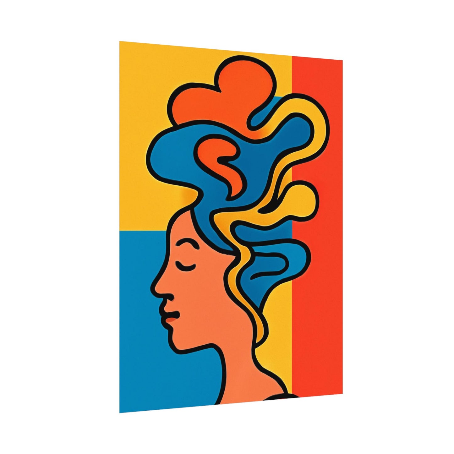 Poster Print - Colorful Abstract Woman with Textured Watercolor Art - GenZ & Millennials