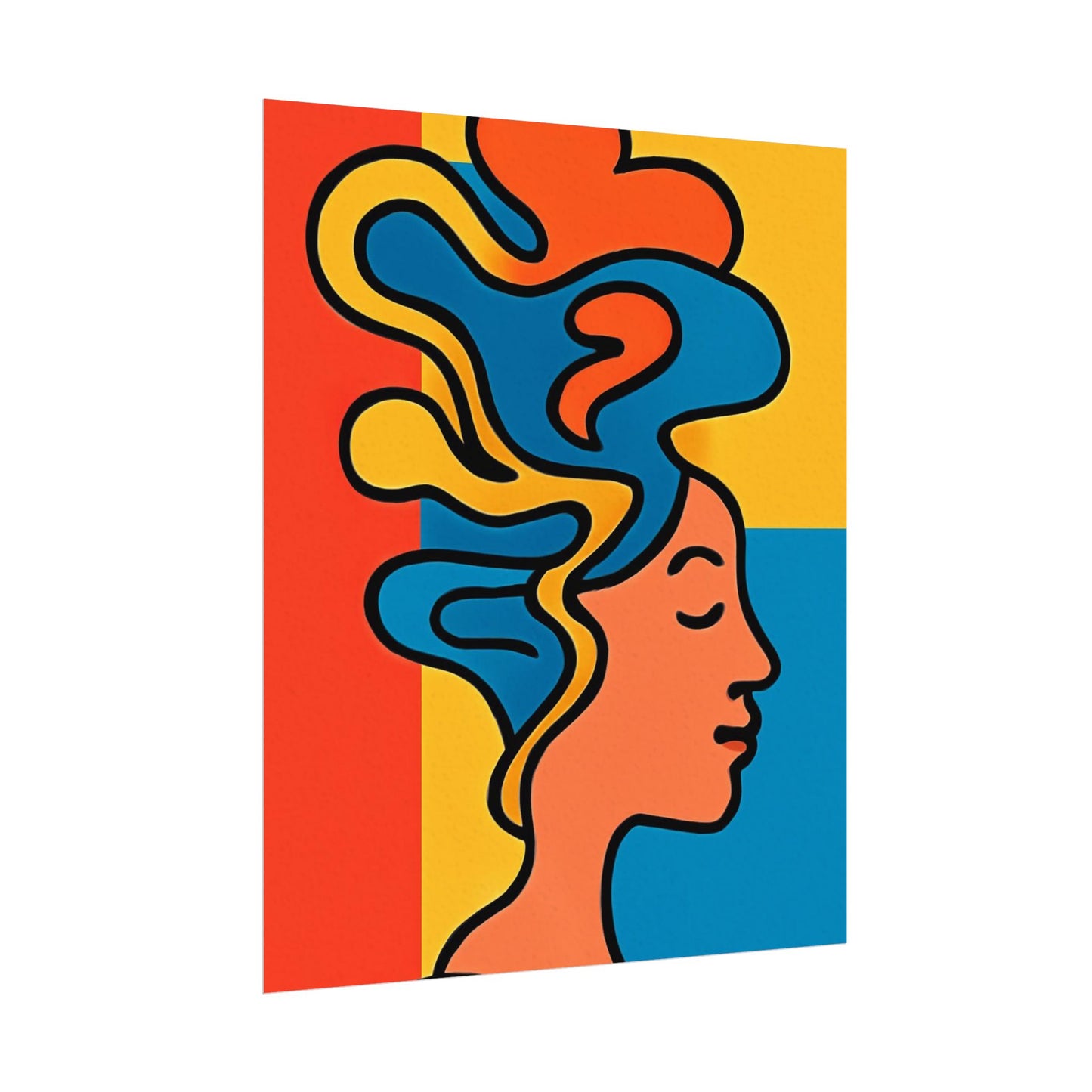 Poster Print - Colorful Abstract Woman with Textured Watercolor Art - GenZ & Millennials