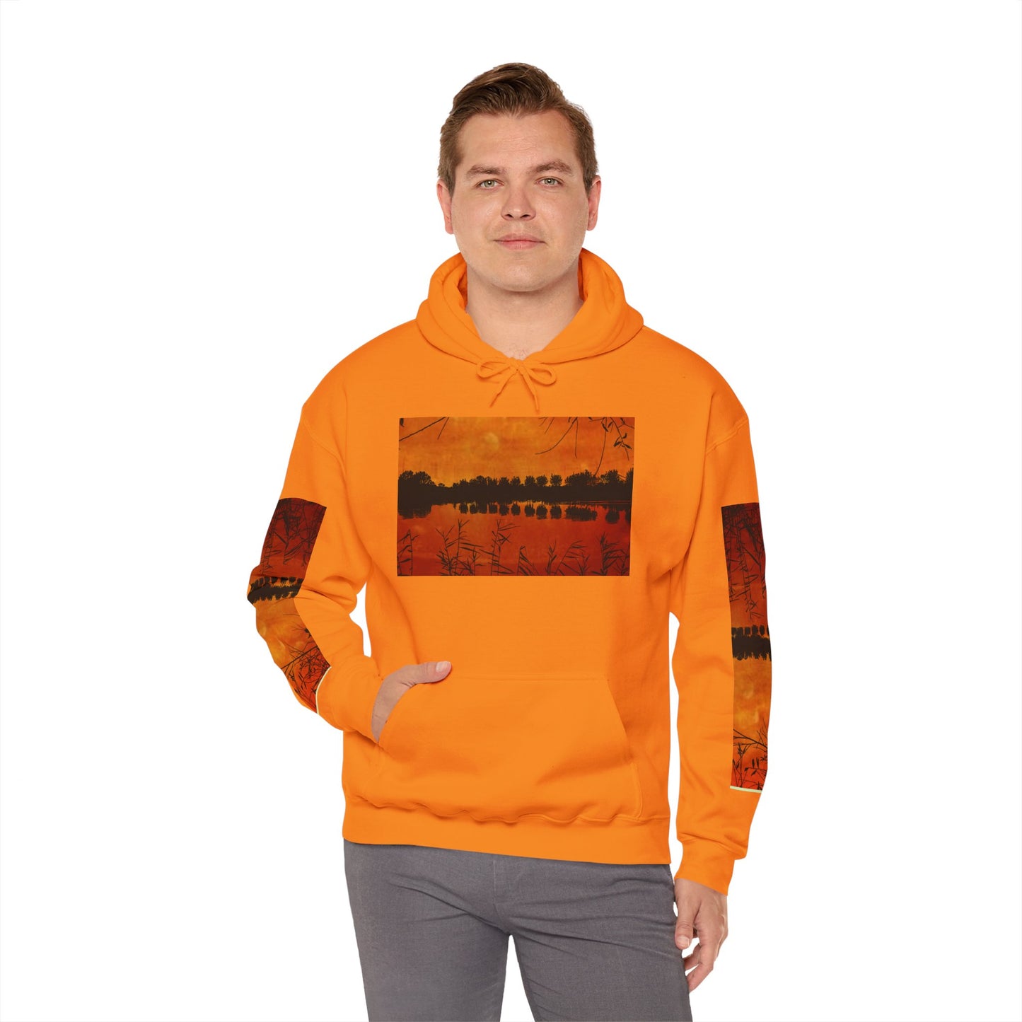 Sunset Reflection Hoodie - Cozy Unisex Heavy Blend™ Sweatshirt with Vibrant Nature Design