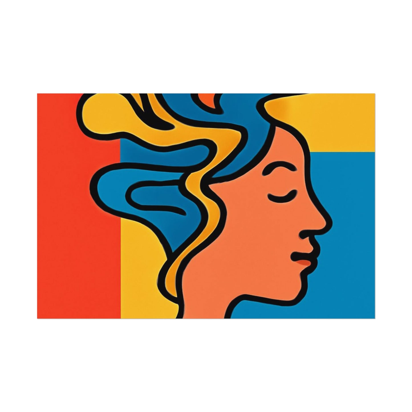 Poster Print - Colorful Abstract Woman with Textured Watercolor Art - GenZ & Millennials