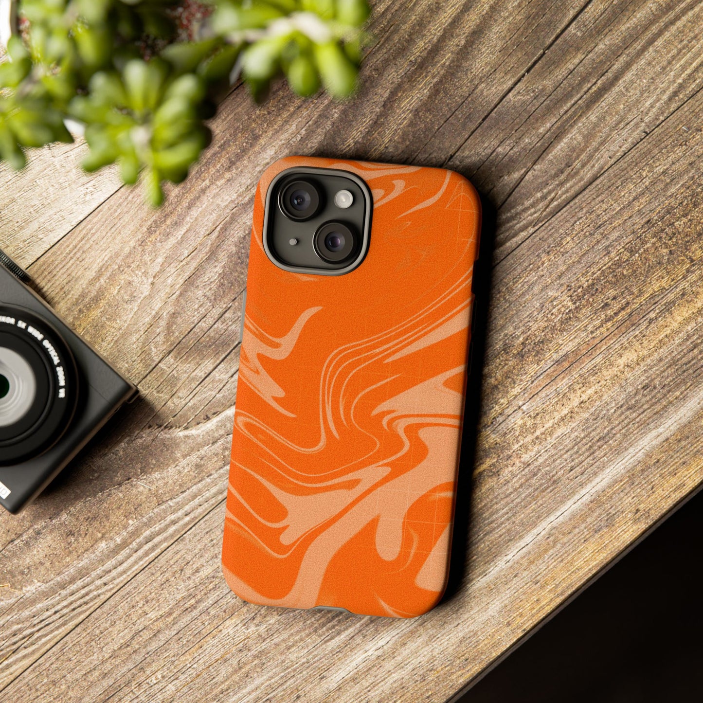 Stylish Orange Marble Phone Case - Tough Cases for Trendy Protection