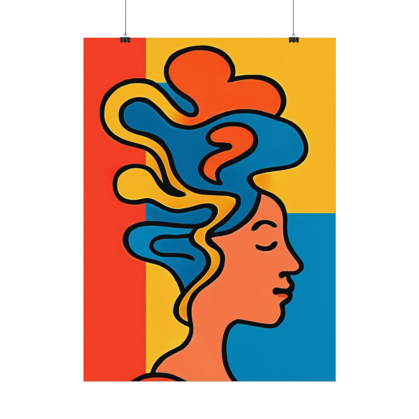 Poster Print - Colorful Abstract Woman with Textured Watercolor Art - GenZ & Millennials