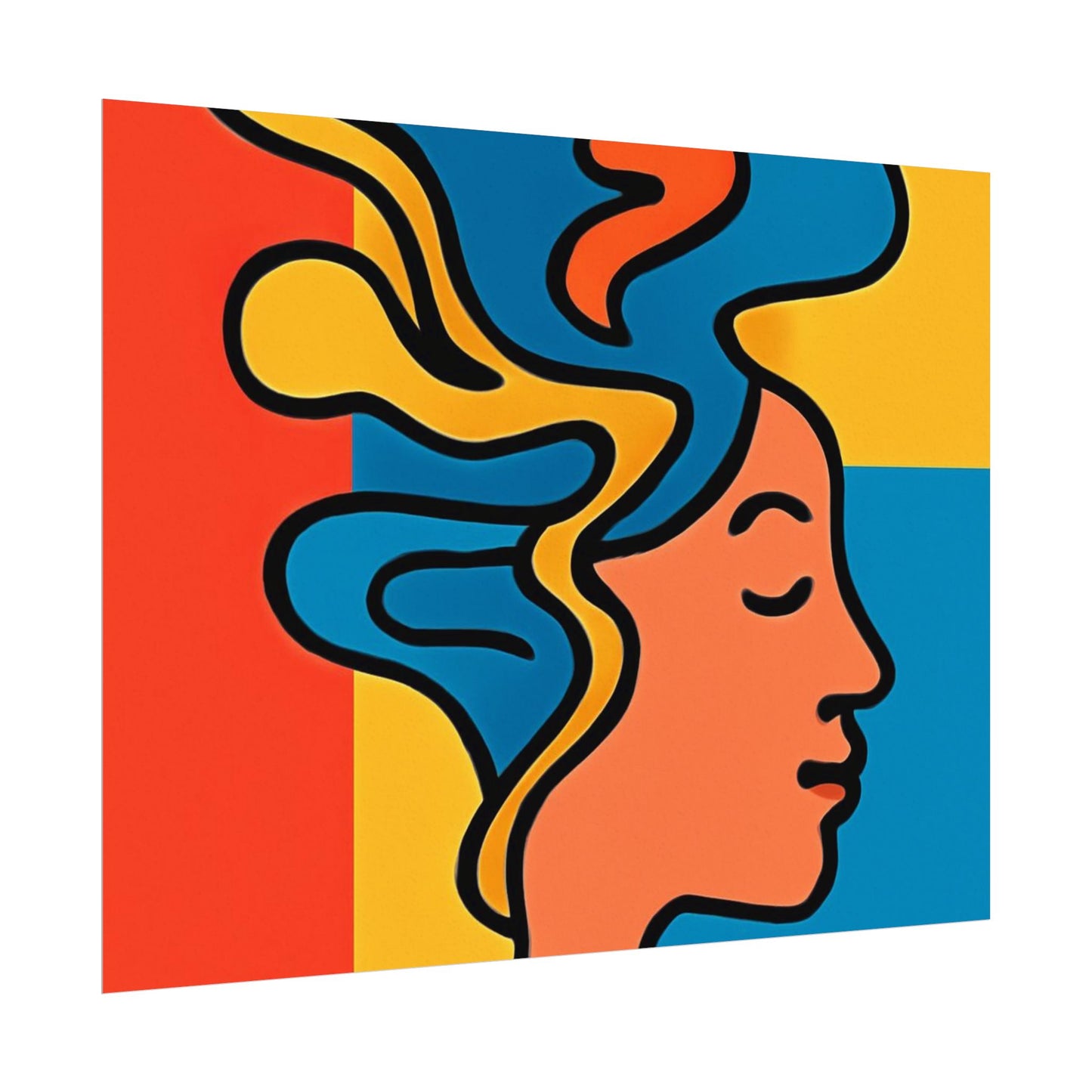 Poster Print - Colorful Abstract Woman with Textured Watercolor Art - GenZ & Millennials