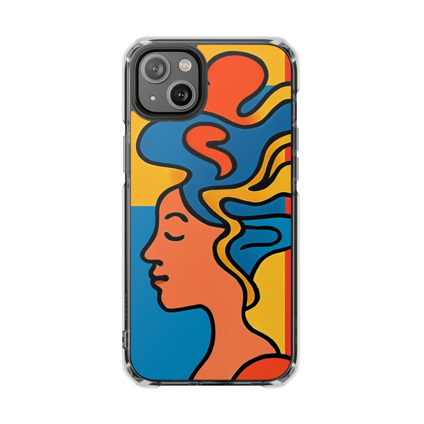Stylish Magnetic Clear Impact Phone Case with Colorful Profile Art