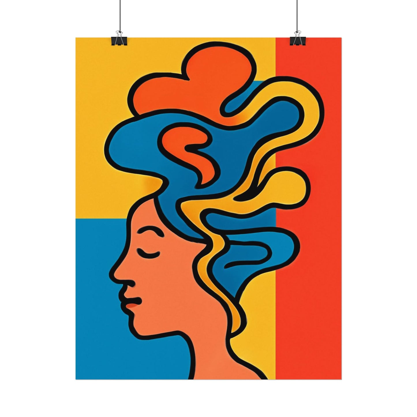 Poster Print - Colorful Abstract Woman with Textured Watercolor Art - GenZ & Millennials