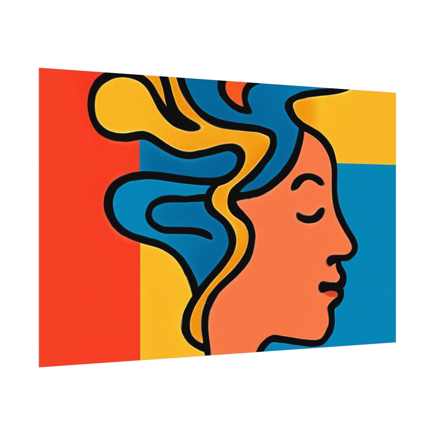 Poster Print - Colorful Abstract Woman with Textured Watercolor Art - GenZ & Millennials