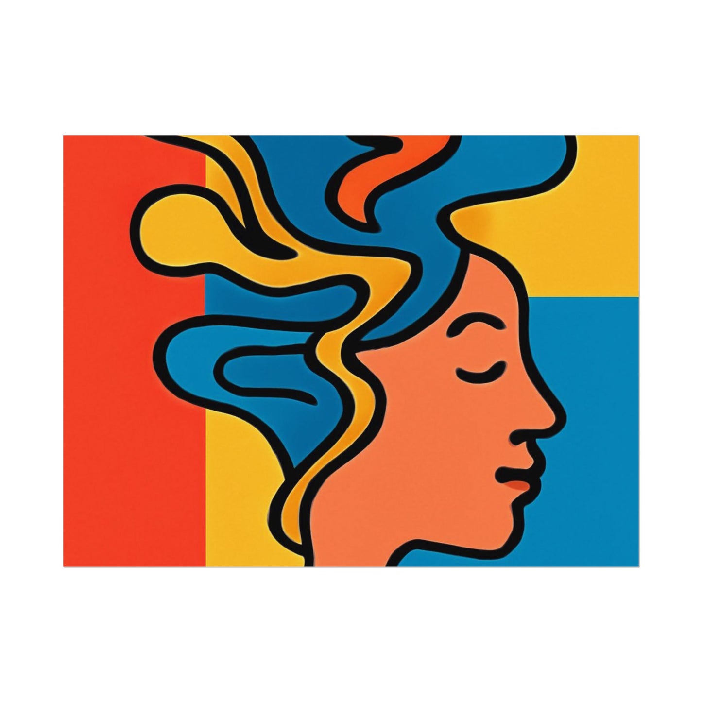 Poster Print - Colorful Abstract Woman with Textured Watercolor Art - GenZ & Millennials