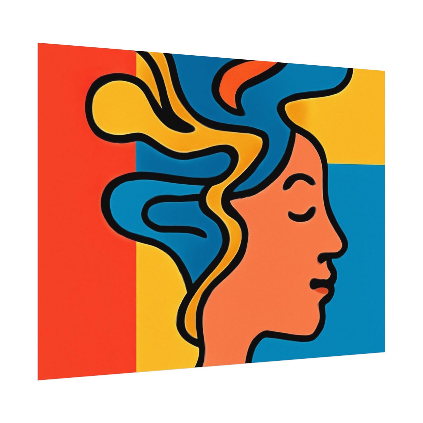 Poster Print - Colorful Abstract Woman with Textured Watercolor Art - GenZ & Millennials