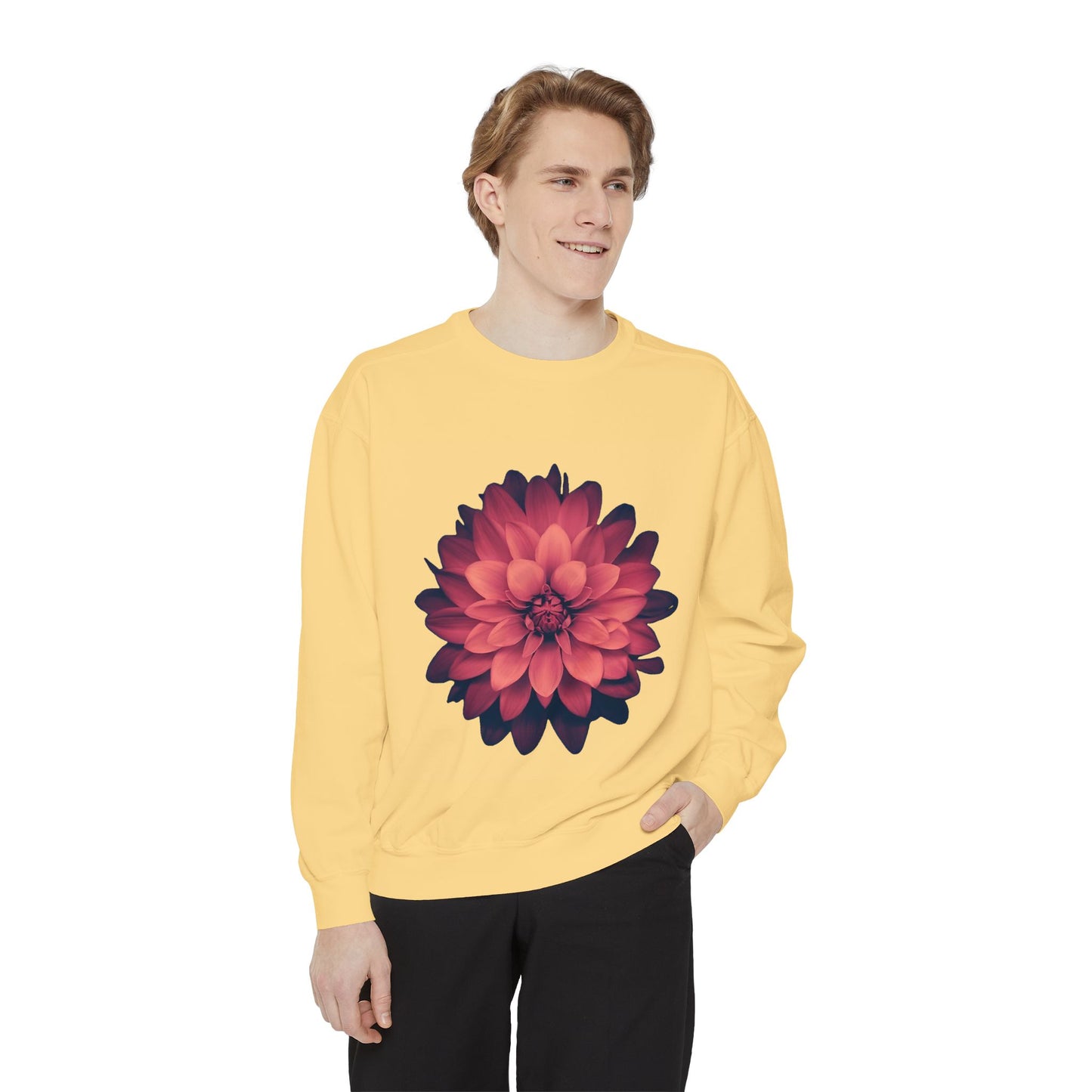 Floral Unisex Sweatshirt - Cozy Garment-Dyed Style for Nature Lovers