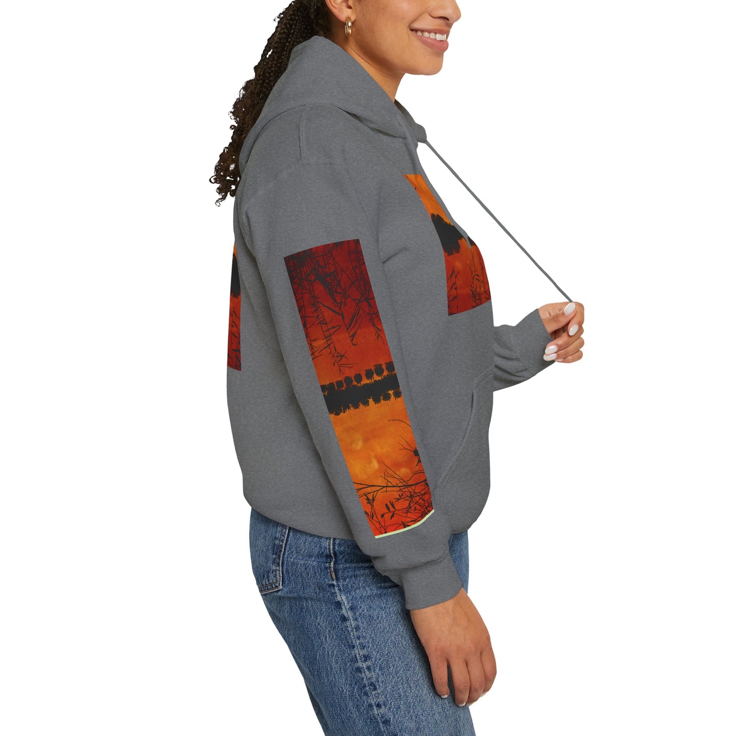 Sunset Reflection Hoodie - Cozy Unisex Heavy Blend™ Sweatshirt with Vibrant Nature Design