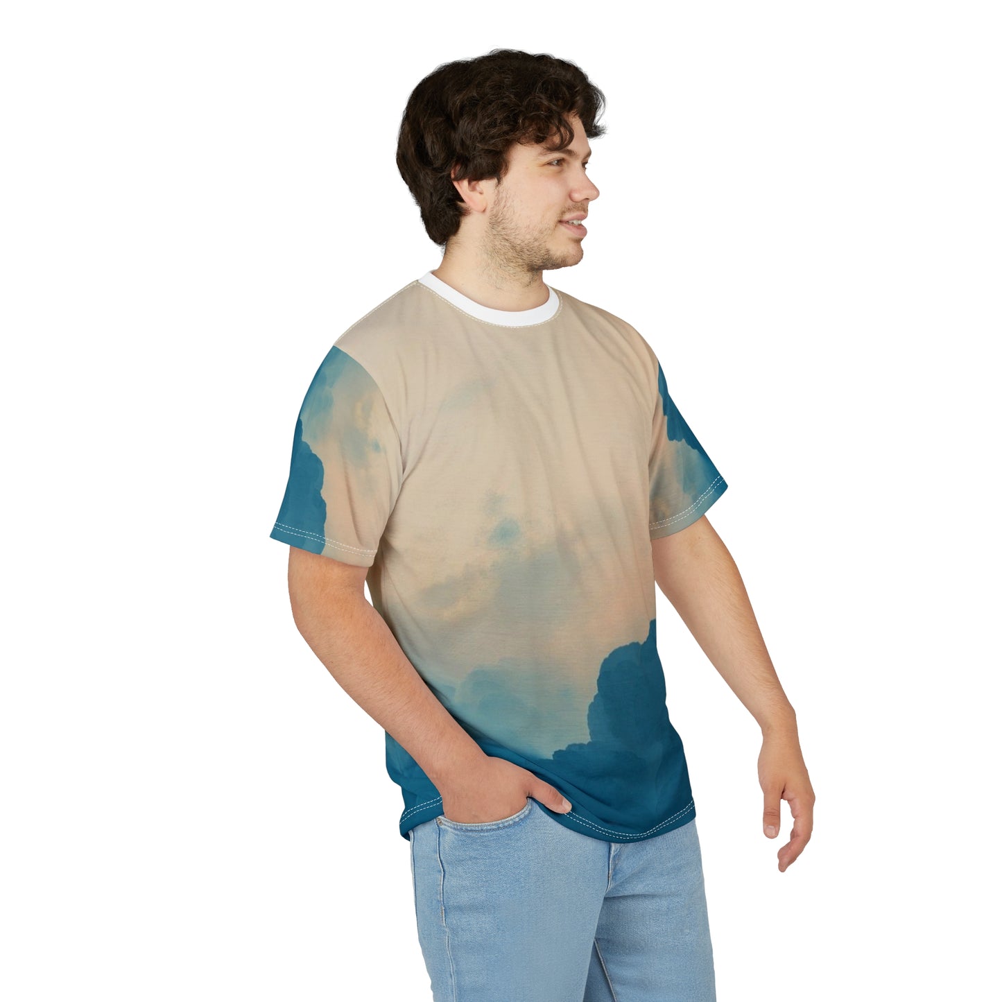 Sky-Inspired Unisex Cut & Sew Tee – Cloudy Aesthetic T-Shirt for Nature Lovers