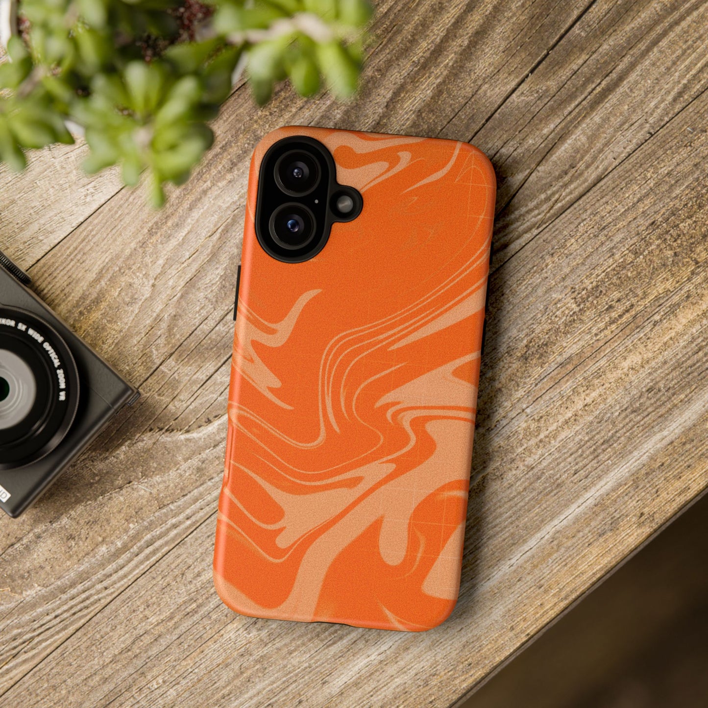 Stylish Orange Marble Phone Case - Tough Cases for Trendy Protection