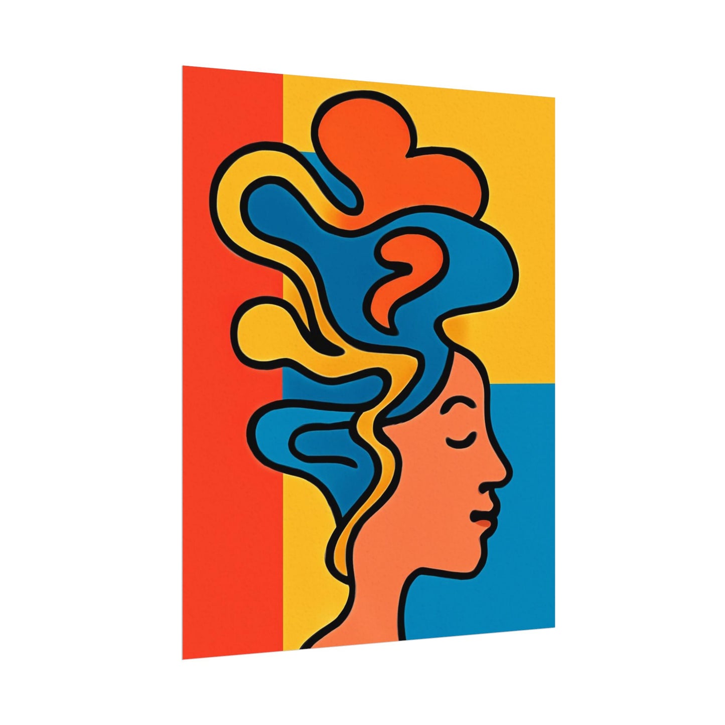 Poster Print - Colorful Abstract Woman with Textured Watercolor Art - GenZ & Millennials