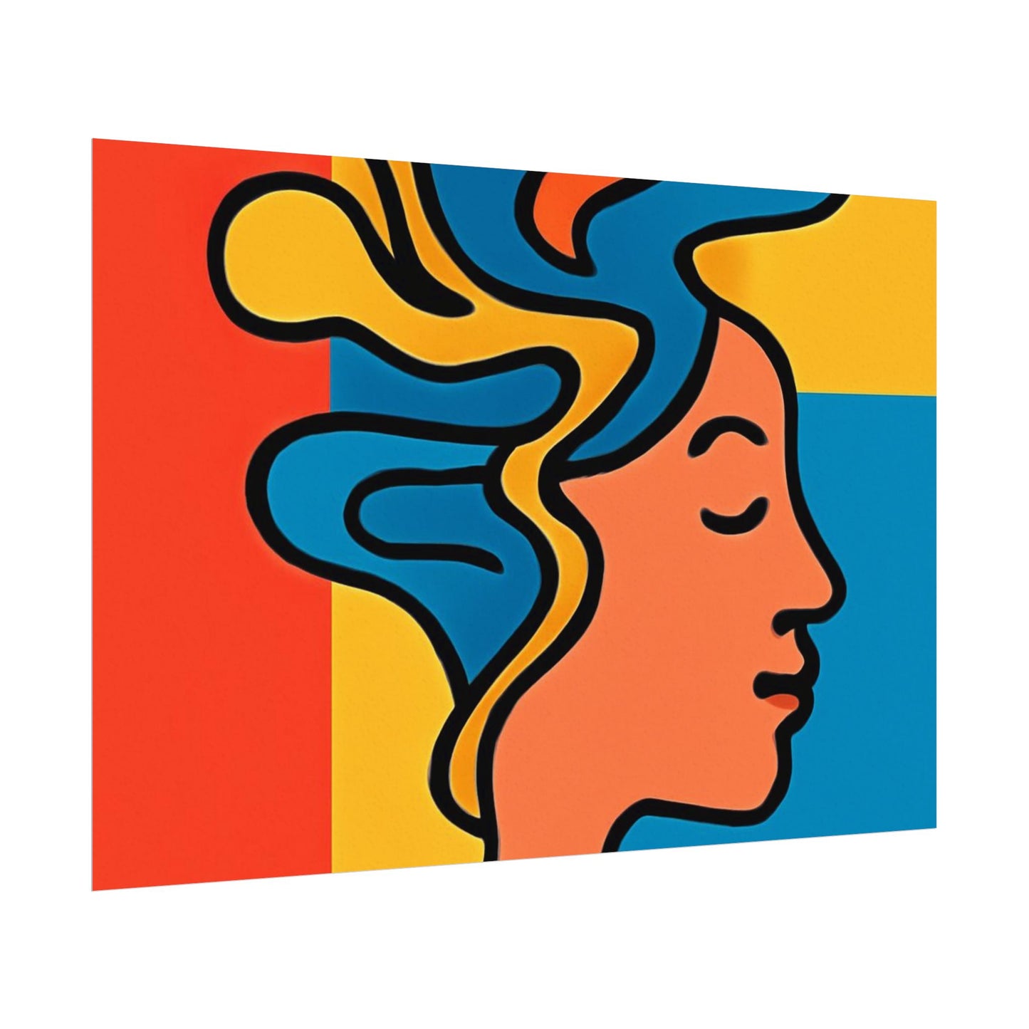 Poster Print - Colorful Abstract Woman with Textured Watercolor Art - GenZ & Millennials