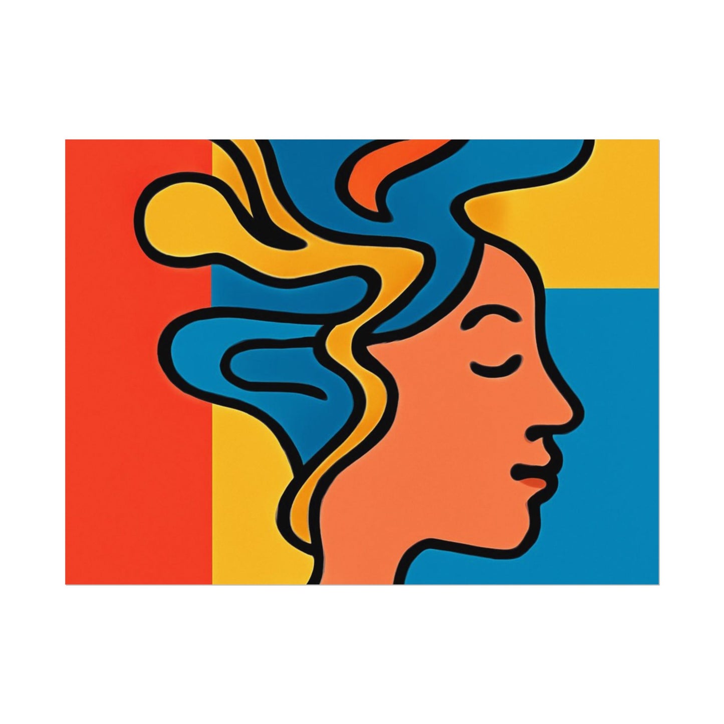 Poster Print - Colorful Abstract Woman with Textured Watercolor Art - GenZ & Millennials