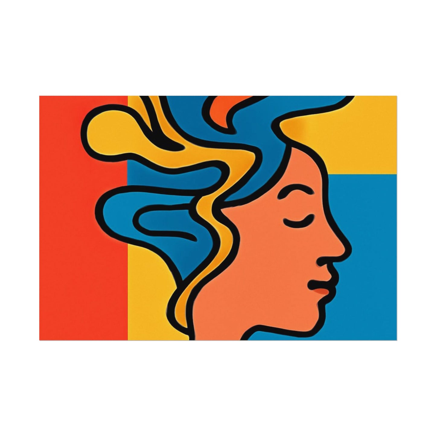 Poster Print - Colorful Abstract Woman with Textured Watercolor Art - GenZ & Millennials