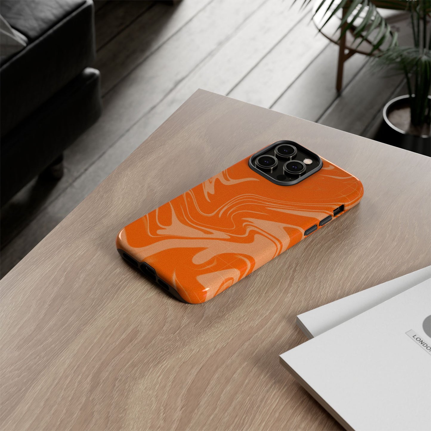 Stylish Orange Marble Phone Case - Tough Cases for Trendy Protection