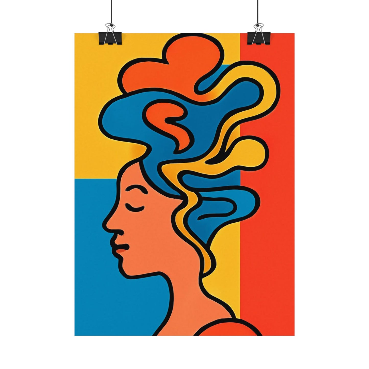 Poster Print - Colorful Abstract Woman with Textured Watercolor Art - GenZ & Millennials