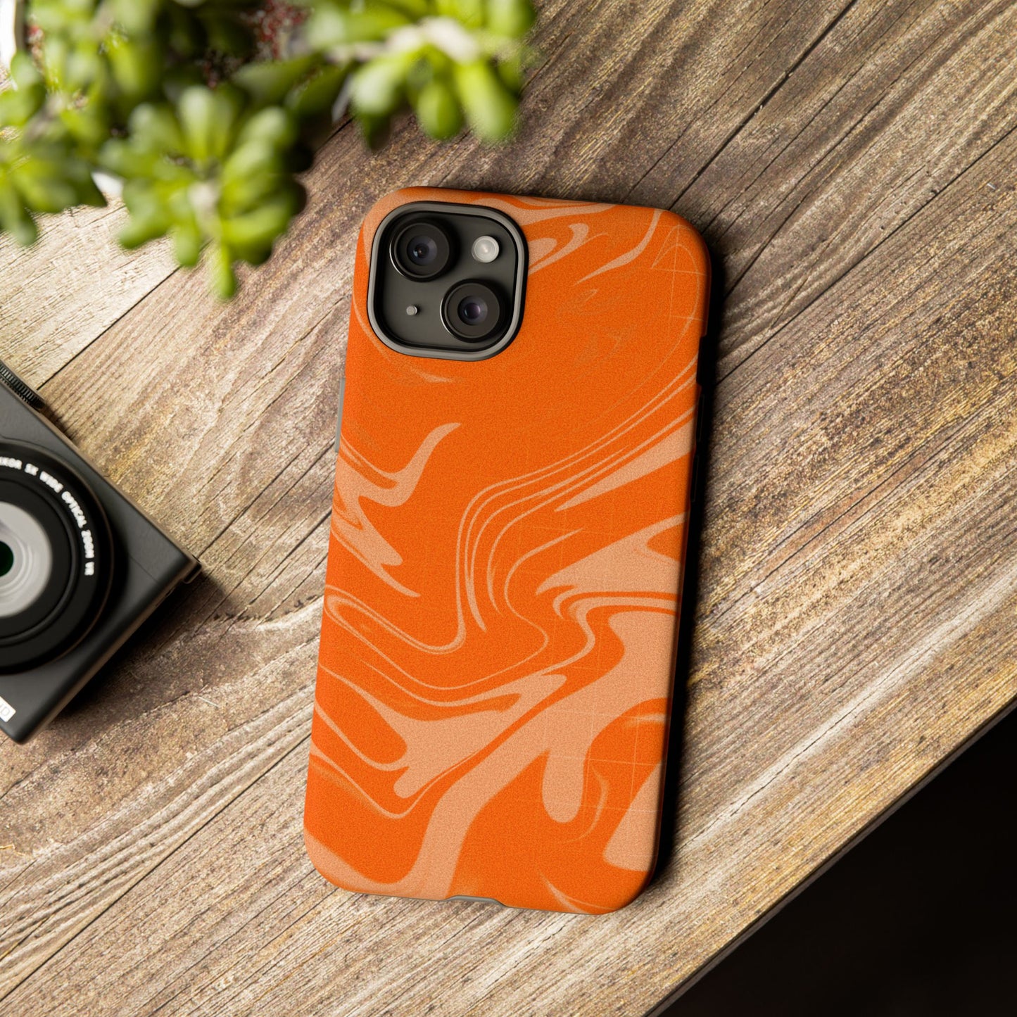 Stylish Orange Marble Phone Case - Tough Cases for Trendy Protection
