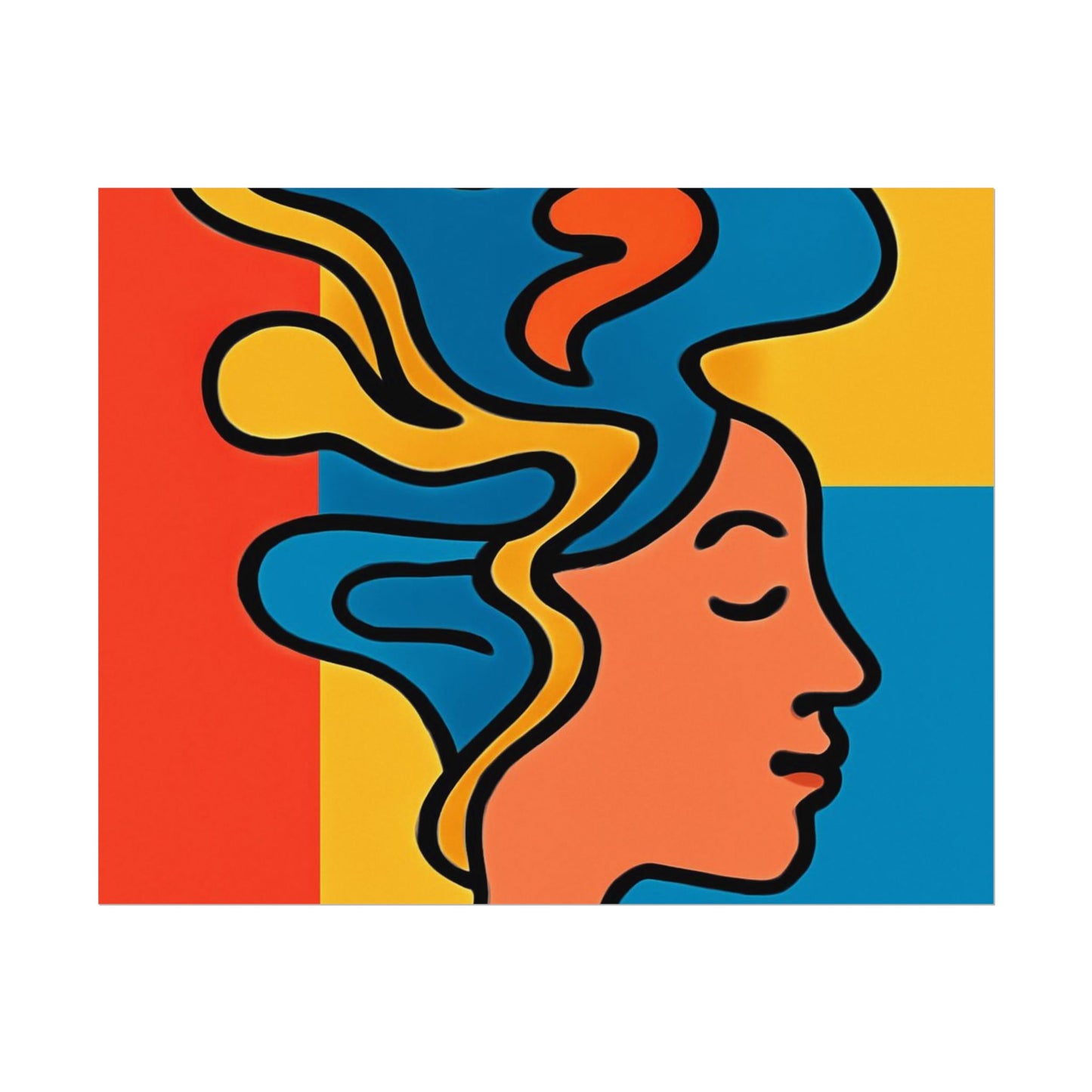 Poster Print - Colorful Abstract Woman with Textured Watercolor Art - GenZ & Millennials