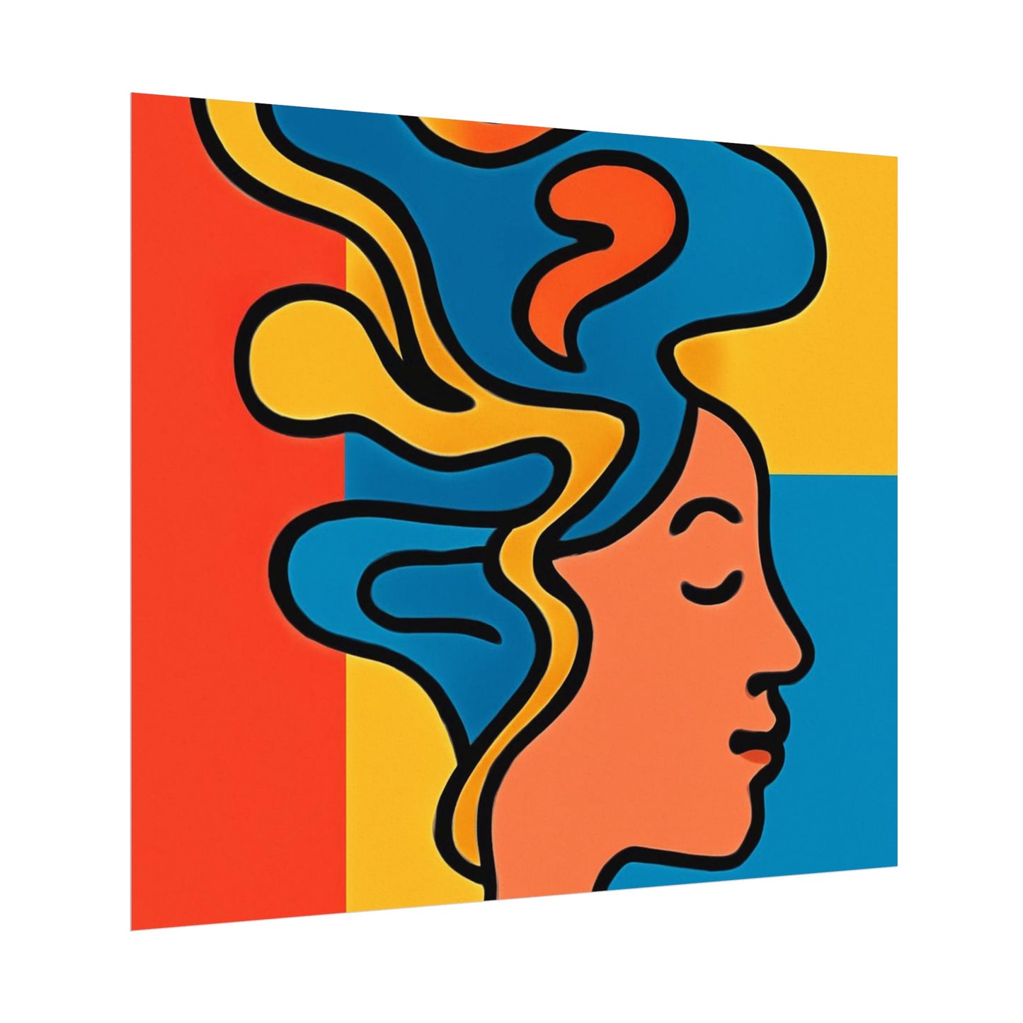 Poster Print - Colorful Abstract Woman with Textured Watercolor Art - GenZ & Millennials
