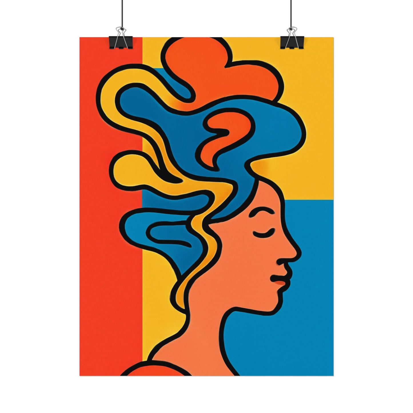 Poster Print - Colorful Abstract Woman with Textured Watercolor Art - GenZ & Millennials