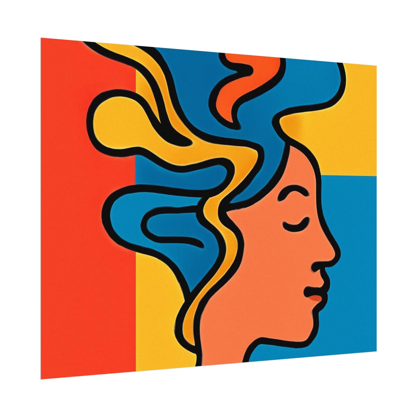 Poster Print - Colorful Abstract Woman with Textured Watercolor Art - GenZ & Millennials