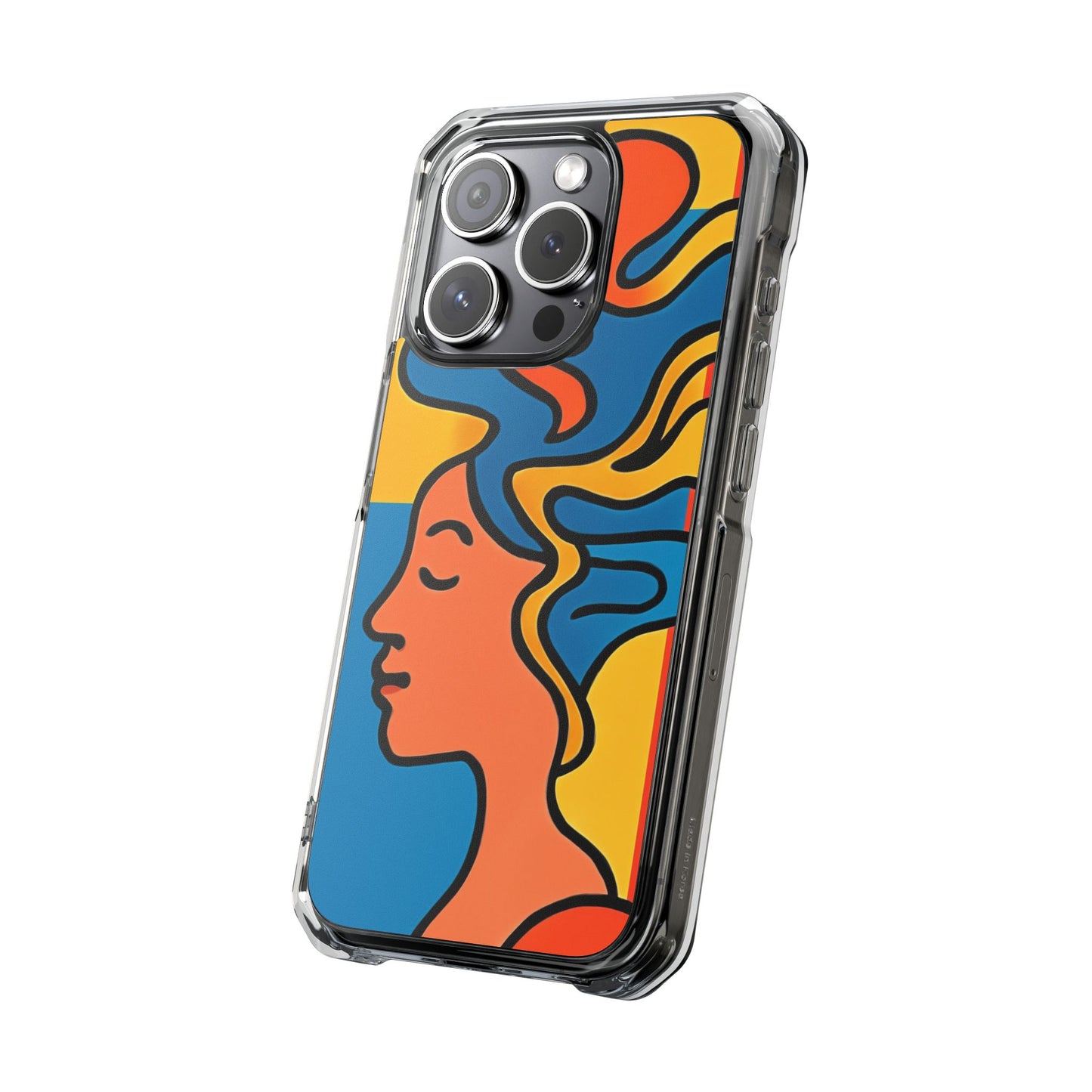 Stylish Magnetic Clear Impact Phone Case with Colorful Profile Art