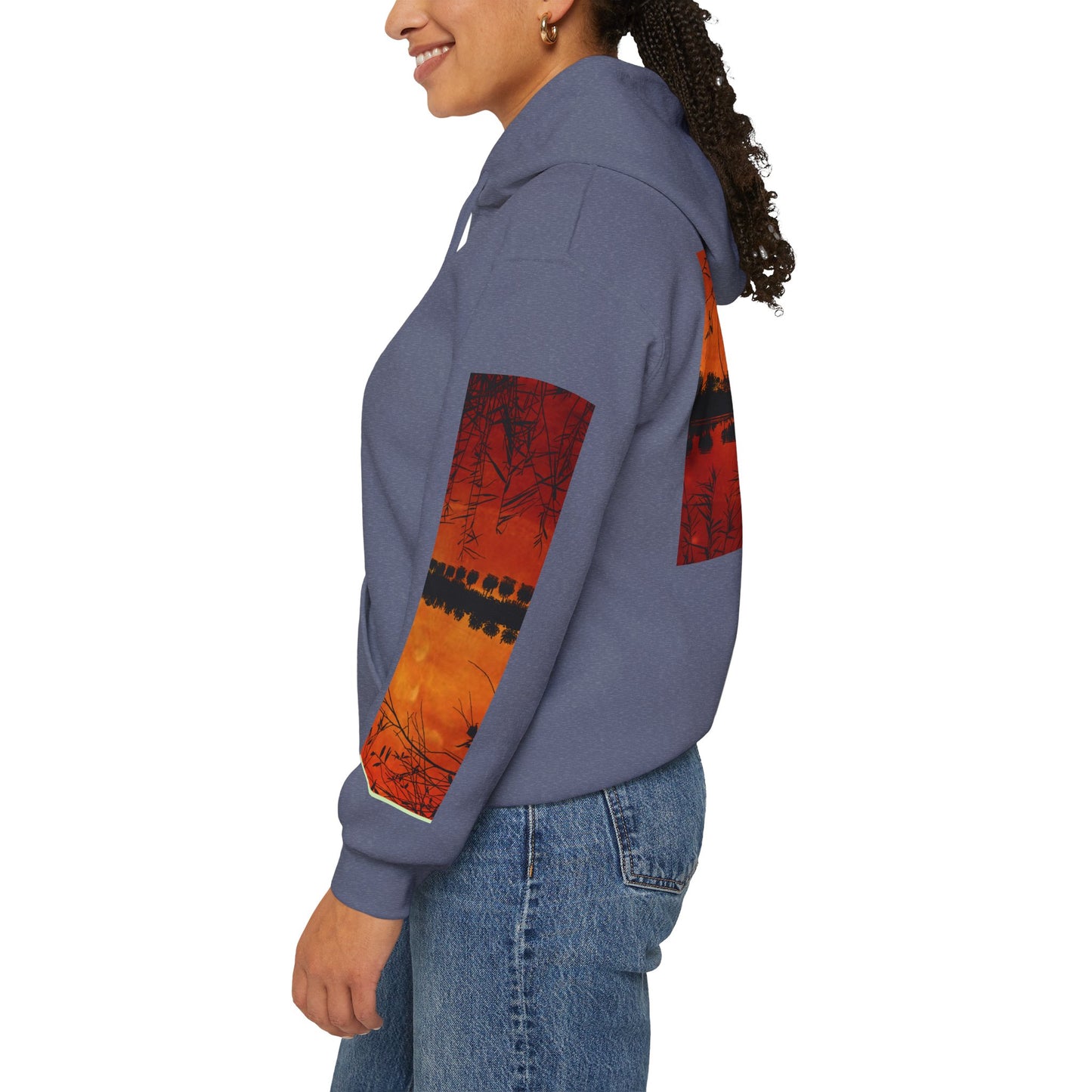 Sunset Reflection Hoodie - Cozy Unisex Heavy Blend™ Sweatshirt with Vibrant Nature Design