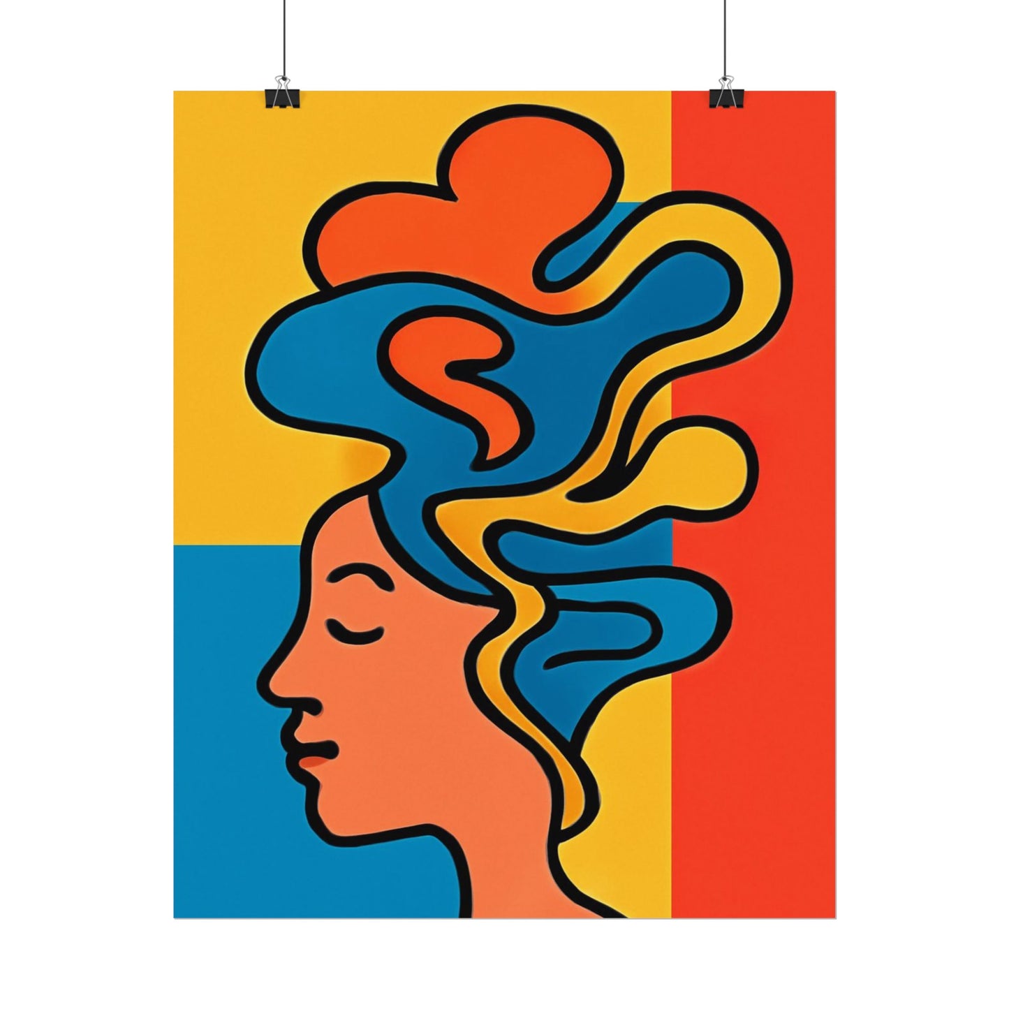 Poster Print - Colorful Abstract Woman with Textured Watercolor Art - GenZ & Millennials