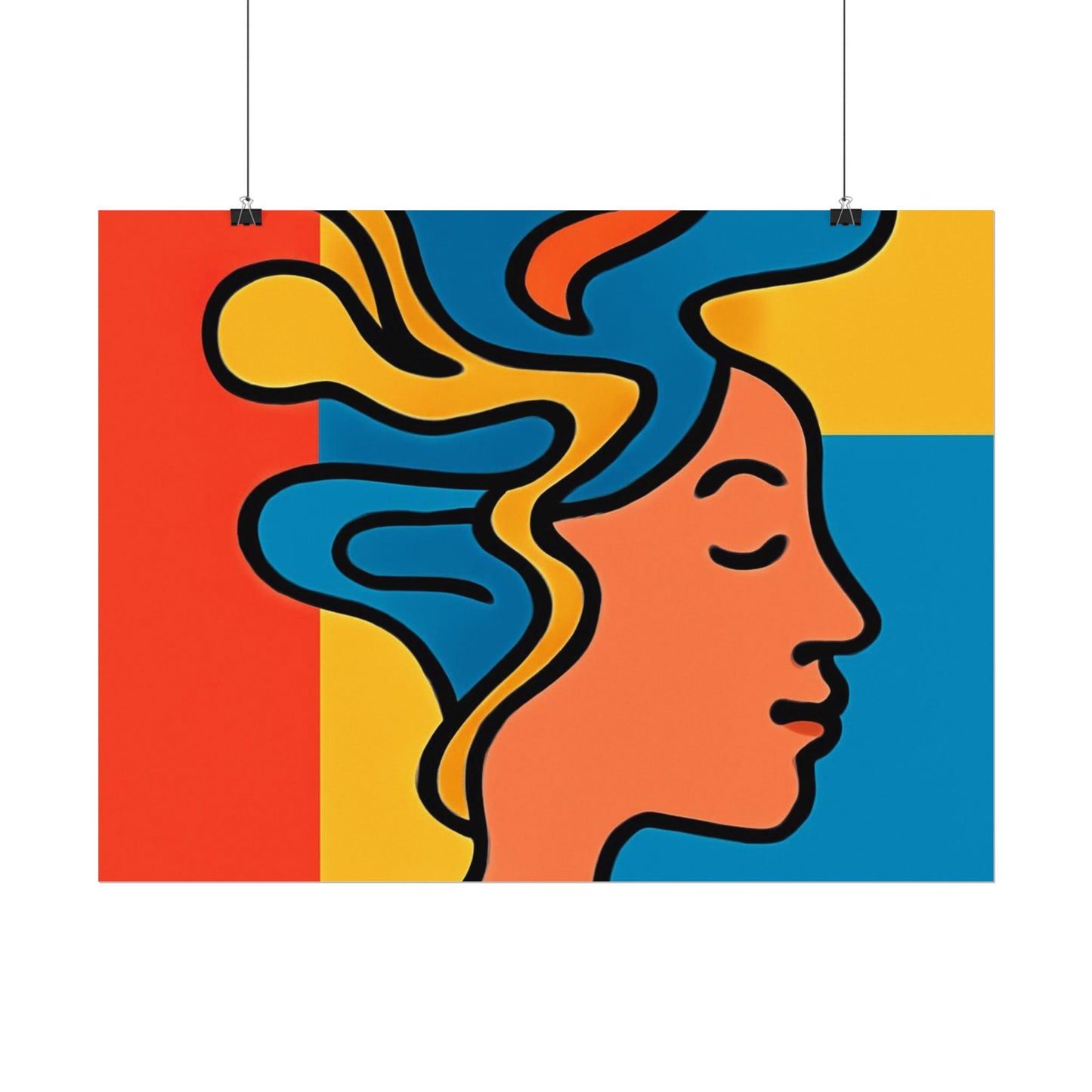 Poster Print - Colorful Abstract Woman with Textured Watercolor Art - GenZ & Millennials