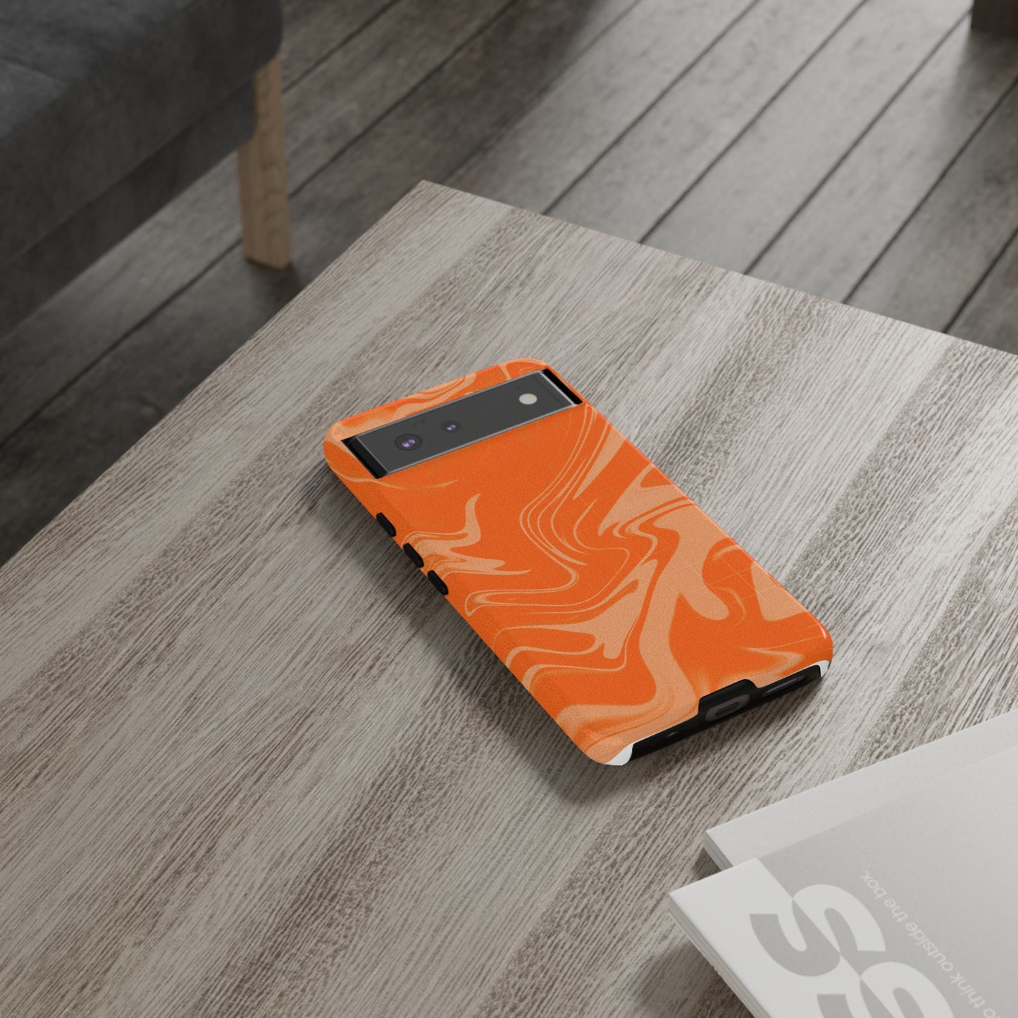 Stylish Orange Marble Phone Case - Tough Cases for Trendy Protection