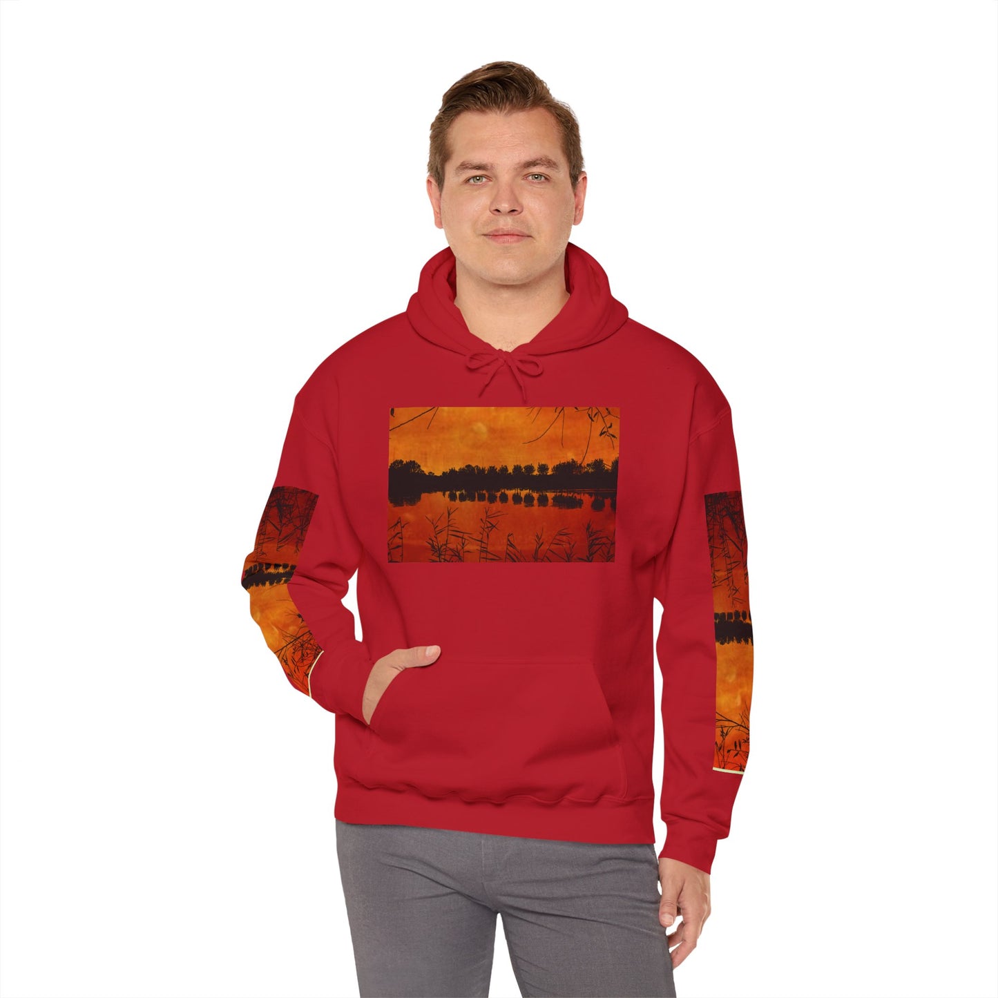 Sunset Reflection Hoodie - Cozy Unisex Heavy Blend™ Sweatshirt with Vibrant Nature Design