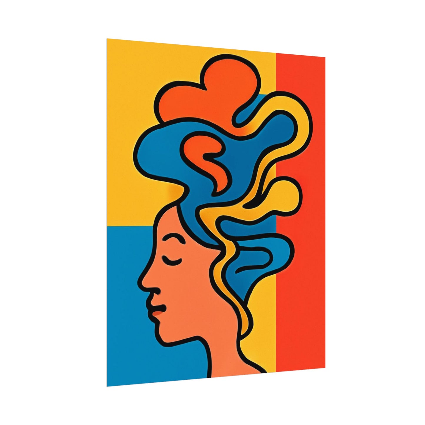 Poster Print - Colorful Abstract Woman with Textured Watercolor Art - GenZ & Millennials